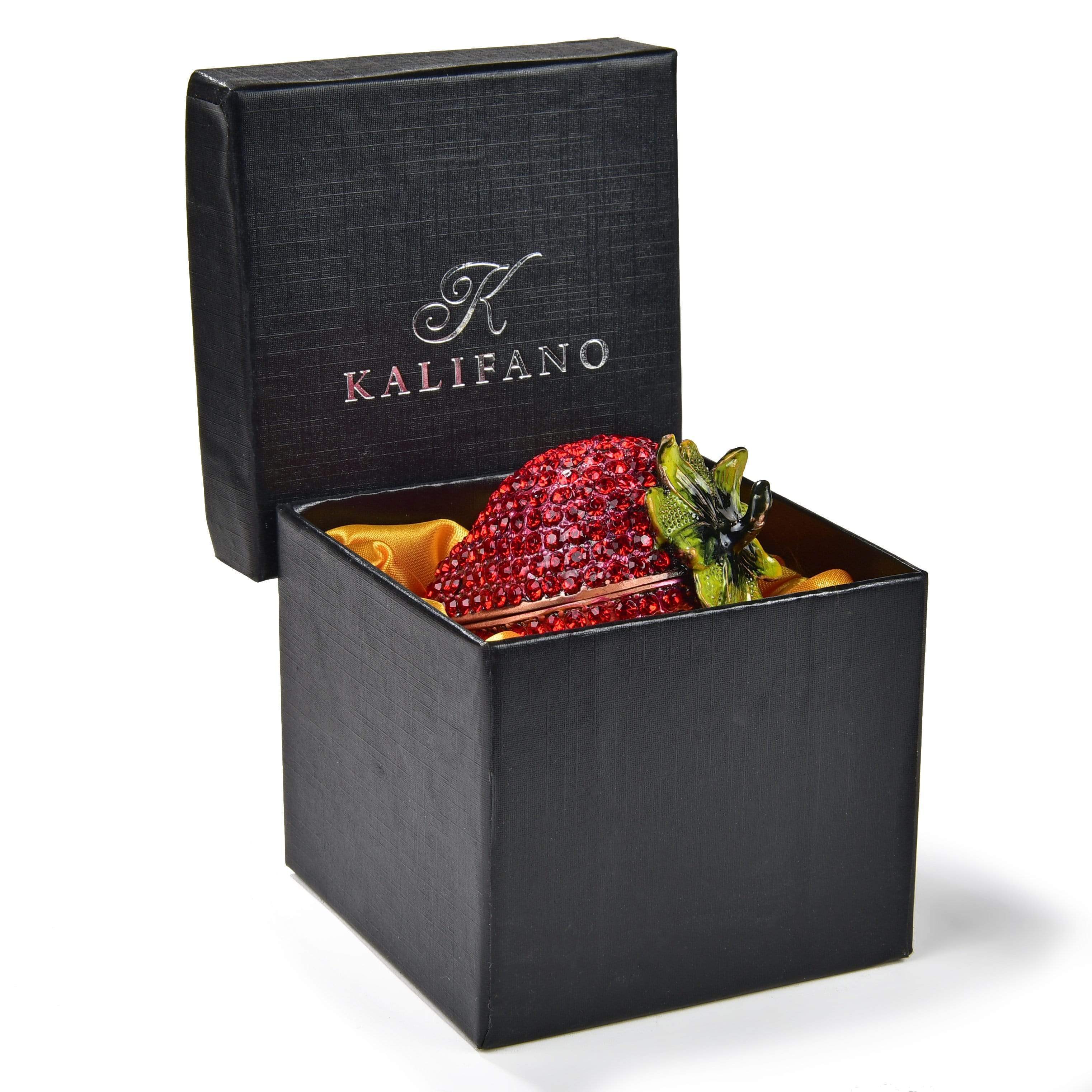 Kalifano Vanity Figurine Red Strawberry Crystal Figurine Keepsake Box SVA-027