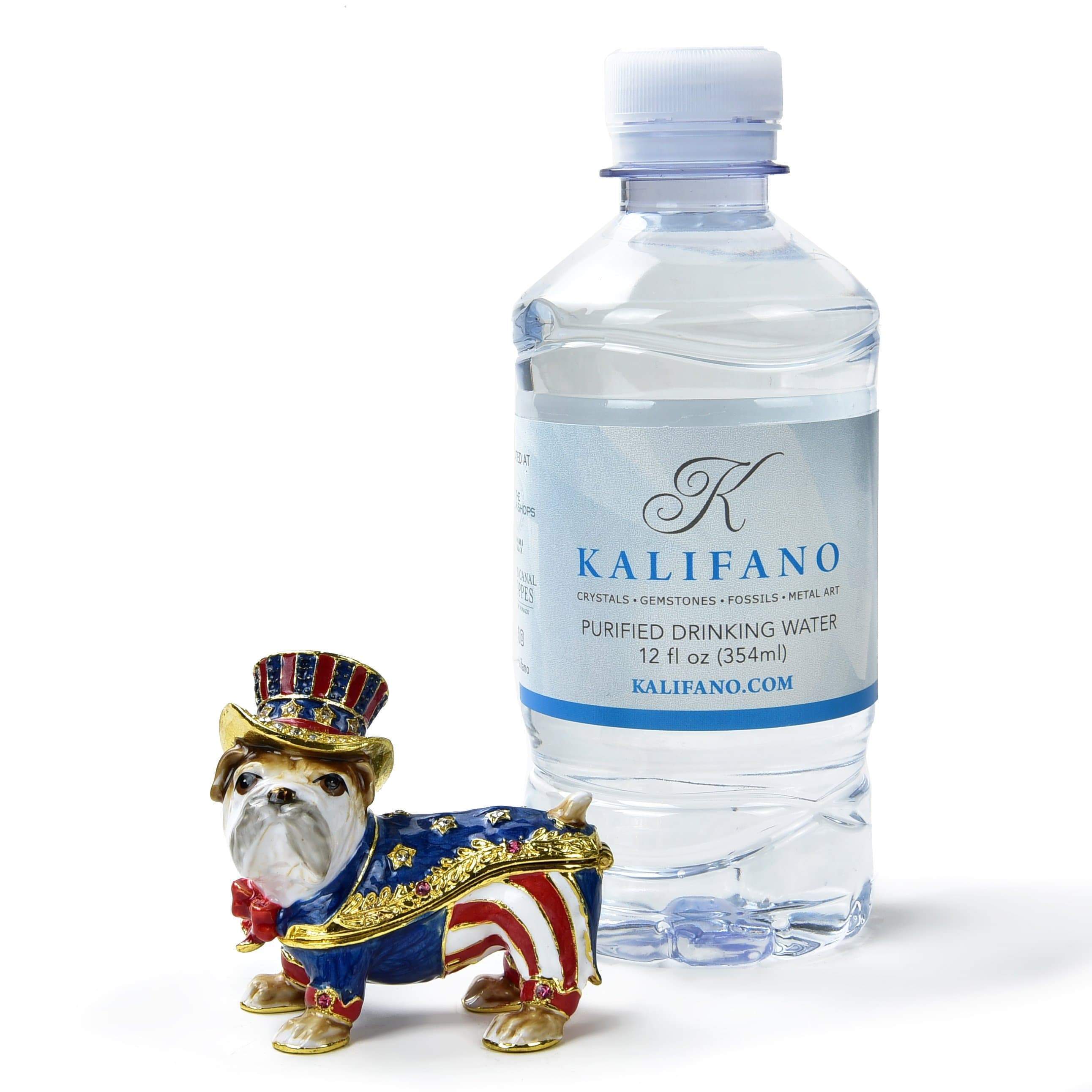 Kalifano Vanity Figurine USA Patriot Bull Dog Figurine Keepsake Box made with Crystals SVA-100