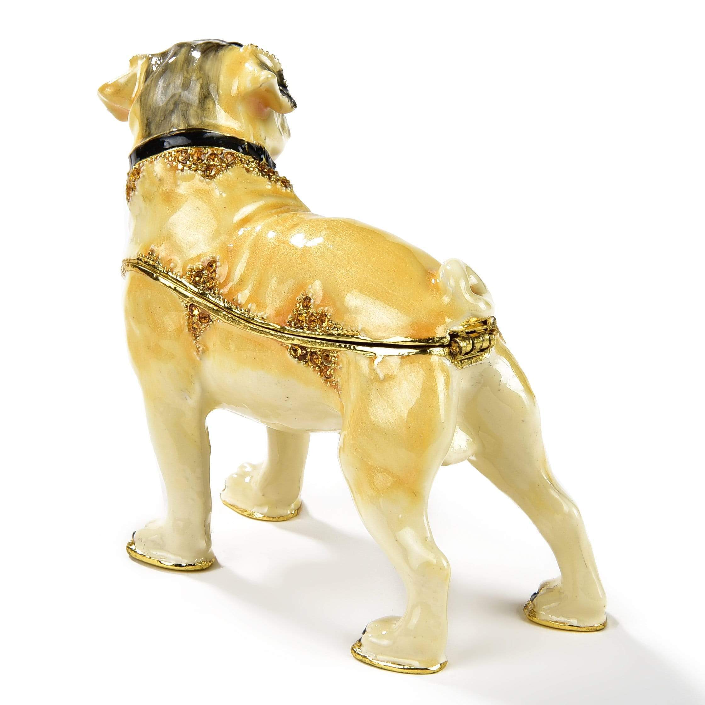 Kalifano Vanity Figurine Vanity Bull Dog Figurine Keepsake Box made with Crystals SVA-049